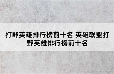 打野英雄排行榜前十名 英雄联盟打野英雄排行榜前十名